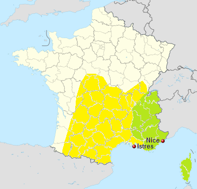 location map, Airfields in France